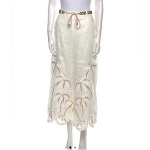NWT  ZIMMERMANN women's lyre embroidered pant in ivory, size 0
